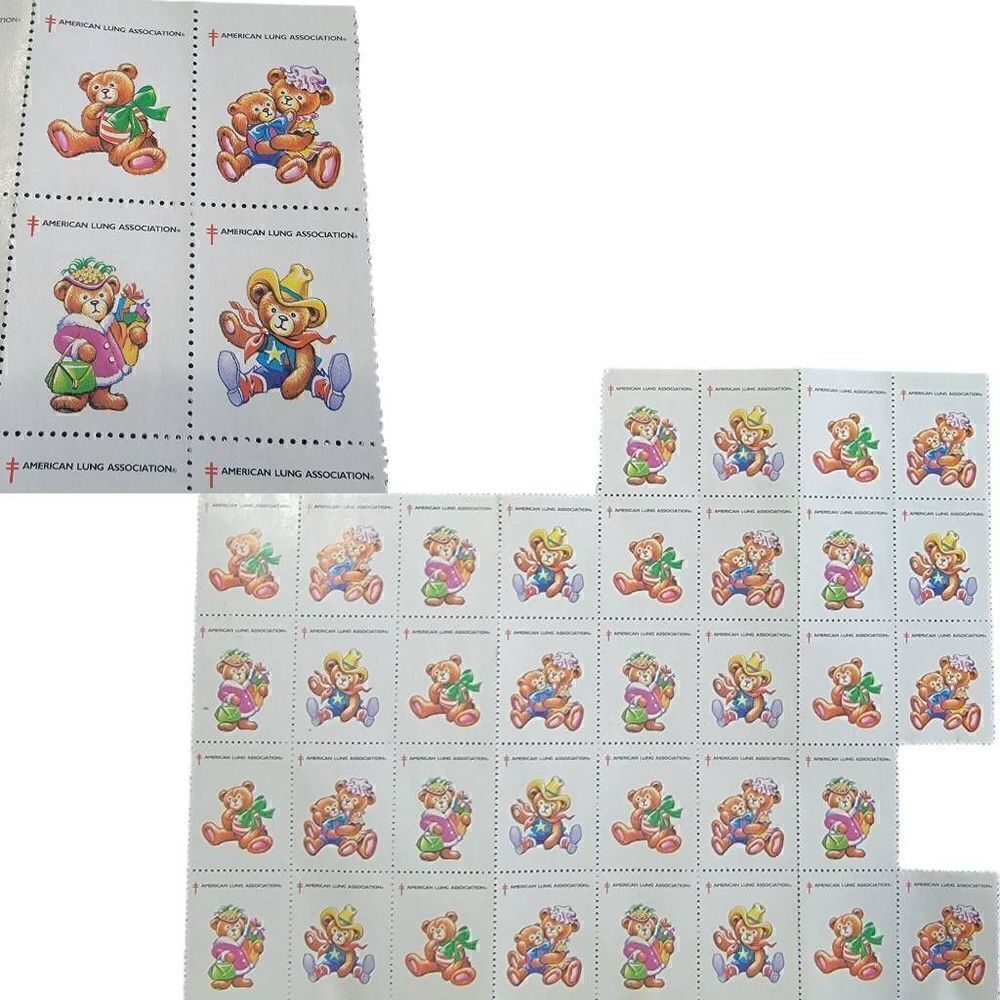 American Lung Association Vintage Stamps Bears Cowboy